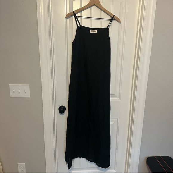 Becasa Maxi Dress 100% Linen Black Oversized Modest Lagenlook Size Small - Picture 3 of 7